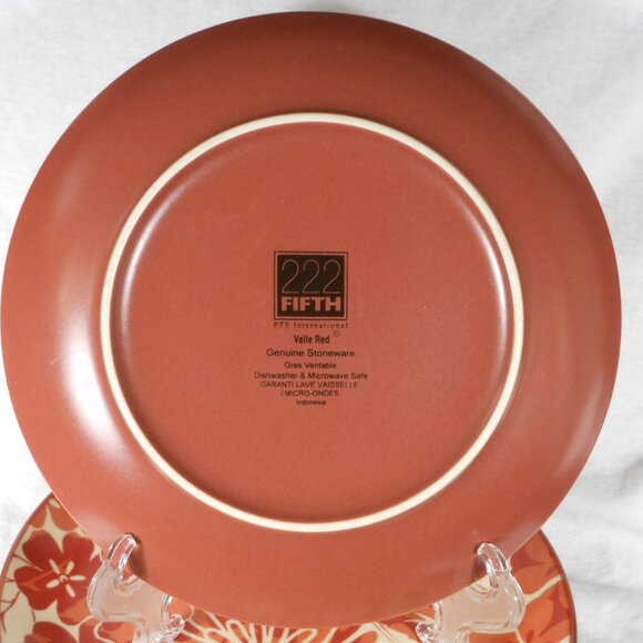 set of 4 salad plates. 222 Fifth Valle Red Stoneware - Picture 4 of 5
